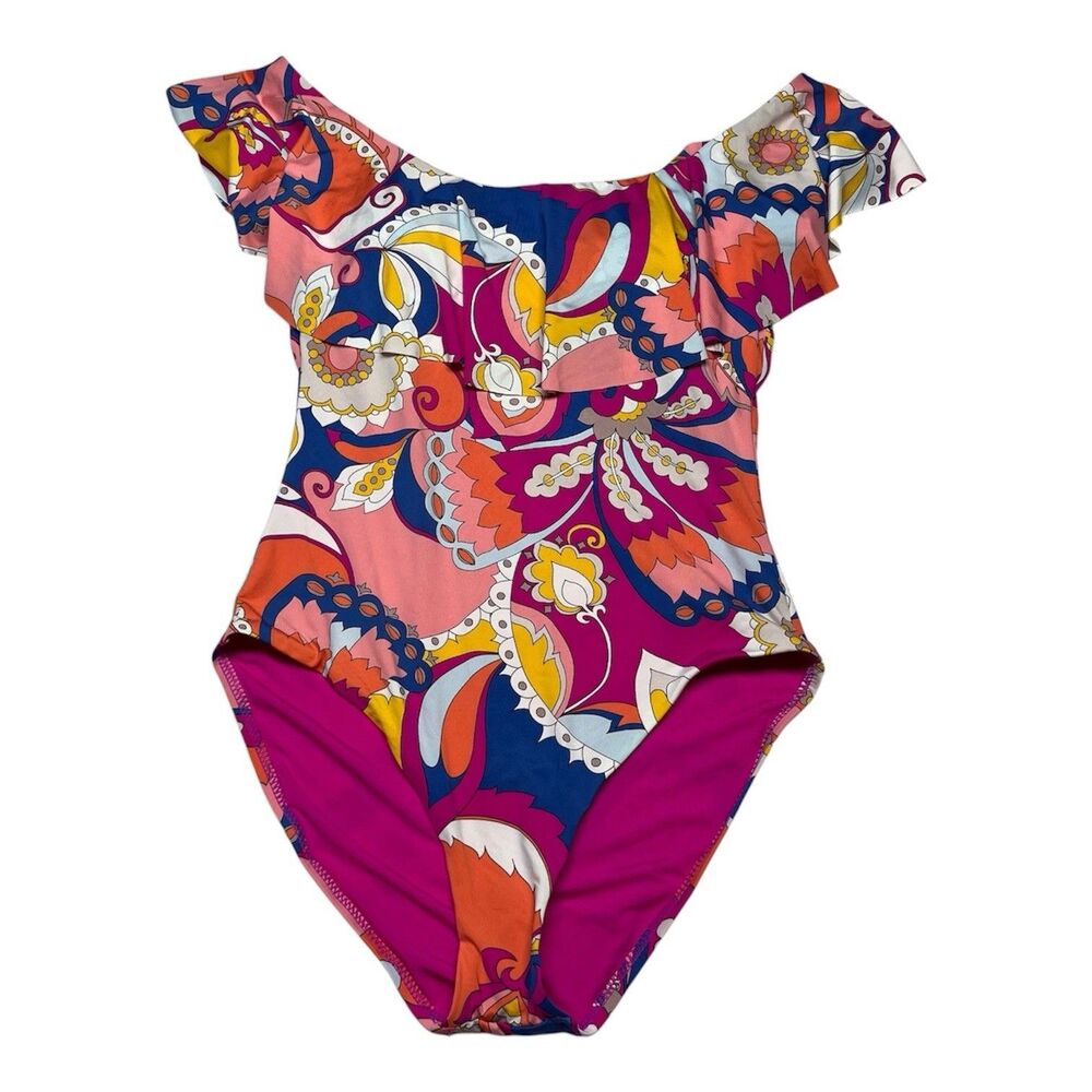 Trina Turk Floral One Piece Swimsuit 10 Large